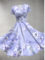 abordables Robes fleuries-Femmes Robe Midi Robe d&#039;été Robe ajustée et évasée Fête Occasionnel Quotidien Fête Coupe régulière Fleuri Graphique Manche Courte Col en V Rose Claire Bleu Violet Vert Été