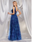 cheap BLUE-A-Line Quinceanera Dresses Elegant Dress Formal Wedding Floor Length Sleeveless V Neck Tulle V Back with Crystals Slit 2025
