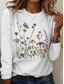 cheap Floral tee-Women&#039;s T Shirt Floral Graphic Plants Vintage Stylish Classic Long Sleeve Crew Neck Round Neck Regular Tops Daily Print Black White Khaki Summer Spring Fall