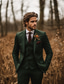 cheap Wedding Suits-Men&#039;s Wedding Suits Dark Green Fashion Formal Solid Colored Standard Fit 3 Piece Single Breasted Two-buttons