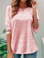 cheap Plain tee-Women&#039;s T Shirt 3D Print Floral Elegant Vintage Fashion Long Sleeve Crew Neck Regular Tops Daily Going out Weekend Print Pearl Summer Spring