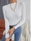 cheap Plain Tops-Women&#039;s Tight Tops Solid Color Stylish Casual Long Sleeve Mock Neck Regular Tops Daily Black White Pink Blue Beige Summer Spring