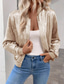 economico giacche casual-Per donna Giacca Casual Antivento Caldo Cerniera Casual Tinta unica Casuale Regolare Collo alla coreana Vestibilità regolare Manica Lunga Capispalla Champagne Autunno