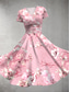 abordables Robes fleuries-Femmes Robe Midi Robe d&#039;été Robe ajustée et évasée Fête Occasionnel Quotidien Fête Coupe régulière Fleuri Graphique Manche Courte Col en V Rose Claire Bleu Violet Vert Été