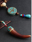 cheap Men's Jewelry-Men's Tribal Beaded Pendant Necklace – Handmade Ethnic Wooden Beads with Turquoise Accents, Bohemian Style for Casual Wear, Yoga, Meditation or Festival Outfits