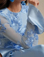 abordables Longueur de cheville-Ligne A Longueur au sol Robe de Soirée Robe de Cocktail Robe d'invité de mariage Robe de Mère de Mariée  manche longue Col ras du cou Élégant Style Célébrité Soyeux Fête de jardin Mariage Formel
