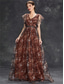 tanie Półformalny / Koktajl-Suknie Quinceanera A-Line Elegancka Suknia Formalna Ślubna Długość do Podłogi Bez Rękawów Dekolt w Kształcie V Chiffon z Kwiatowym Wzorem