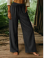 abordables Pantalon uni en coton et lin-Femmes Pantalon sarouel Vacances ancien Style Ethnique Longueur complète Taille haute Uni Confortable Respirabilité Doux Micro-Élastique Formel Vacances Rue Noir Blanche Kaki Beige Été Printemps