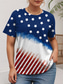 ieftine Tricouri Mărime Plus-Ziua Independenței Americii pentru femei, mărimi mari, topuri, tricou, imprimeu grafic, steag, mânecă scurtă, guler rotund, casual, zilnic, poliester, vară, alb, roșu
