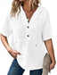 cheap Plain Tops-Women&#039;s Blouse Solid Color Stylish Casual Short Sleeve Hooded Regular Tops Daily Buttons White Navy Blue Green Khaki Summer Spring