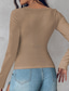 cheap Plain tee-Women&#039;s Shirt Solid Color Stylish Casual Long Sleeve Crew Neck Regular Tops Daily Black Red Green Khaki Gray Summer Spring