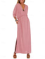cheap Plain Dress-Women&#039;s Maxi Dress A Line Dress Summer Dress Casual Daily Regular Fit Plain 3/4 Length Sleeve V Neck Black White Pink Sky Blue Summer