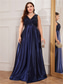 Χαμηλού Κόστους ΜΑΥΡΟΣ-Φόρεμα A-Line Plus Size Επίσημο Φόρεμα με Κύματα Επίσημο Γάμο Μακρύ Μάκρος Χωρίς Μανίκια V Λαιμού Σατέν V Πλάτη με Πτυχώσεις 2025