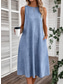 abordables Robe blanche-Femmes Robe Midi Robe d&#039;Été Robe trapèze Robe d&#039;été Vacances Fête Occasionnel Anniversaire Quotidien Fête Coupe régulière Graphique Uni Sans manches Col ras du cou Bleu marine Rose Claire Bleu Gris