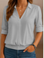 cheap Plain Tops-Women&#039;s Shirt Solid Color Elegant Stylish Basic Long Sleeve V Neck Regular Tops Daily White Pink Blue Gray Summer Spring