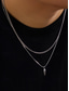 economico Gioielli da uomo-Collana con ciondolo a doppio strato placcata in oro da uomo – catena cubana minimalista e ciondolo a proiettile per streetwear, feste e outfit quotidiani