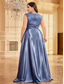 cheap CHAMPAGNE-A-Line Plus Size Dresses Elegant Curve Dress Formal Wedding Floor Length Short Sleeve V Neck Satin Backless with Pleats 2025