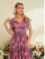 tanie Półformalny / Koktajl-Suknie Quinceanera A-Line Elegancka Suknia Formalna Ślubna Długość do Podłogi Bez Rękawów Dekolt w Kształcie V Chiffon z Kwiatowym Wzorem
