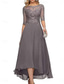 billige Gulvlengde-A-Linje Brudens Mor Klær Formell Bryllupsgjest Elegant Crew Neck Gulvlengde Chiffon Halv Erme med Ensfarget