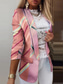 cheap Blazers &amp; Suits-Women&#039;s Blazer Comfortable Breathable Pocket Print Casual Geometric Office Street Casual Daily Wear Open Front Regular Turndown Regular Fit Long Sleeve Outerwear Black White Pink Summer Spring