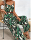 cheap Floral Jumpsuit-Women&#039;s Normal Jumpsuit Active Floral Sleeveless V Neck Backless High Waist Vacation Daily Regular Fit Green Summer