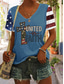 cheap Independence Day Top-Women&#039;s Patriotic  T Shirt Graphic Flag Vintage Stylish Casual Short Sleeve V Neck Regular Tops Daily Print Black White Blue Gray Summer Spring