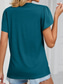 cheap Plain tee-Women&#039;s T Shirt Plain Fashion Stylish Classic Short Sleeve V Neck Regular Tops Daily Weekend Patchwork Light Green Blue Green Gray Summer Spring