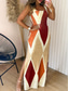 preiswerte Streifen- und geometrische Kleider-Damen Maxikleid Etui-Kleid Unterkleid Urlaub Lässig Boho Outdoor Ausgehen Normale Passform Geometrisch Ärmellos Spaghettiträger Gelb Wein Purpur Grün Sommer