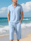 voordelige Vakantie-Voor heren Poloshirts Golfshirt Buiten Alledaagse kleding Revers Korte mouw Modieus Hawaii Effen 2-stuks Zomer Normale pasvorm Zwart Wit Marineblauw Khaki Leger Groen Licht Luchtblauw Poloshirts