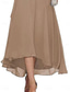 billige Gulvlengde-A-Linje Brudens Mor Klær Formell Bryllupsgjest Elegant Crew Neck Gulvlengde Chiffon Halv Erme med Ensfarget