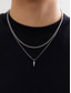 economico Gioielli da uomo-Collana con ciondolo a doppio strato placcata in oro da uomo – catena cubana minimalista e ciondolo a proiettile per streetwear, feste e outfit quotidiani