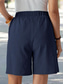 voordelige Bodems-Dames Imitatie katoenlinnen Korte broek Zomer korte broeken Strandshorts Vakantie Modieus Basic Korte Hoge taille Effen Trekkoord Zak Breed Been Comfort Voor buiten Micro-elastisch Dagelijks Strand