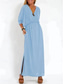 cheap Plain Dress-Women&#039;s Maxi Dress A Line Dress Summer Dress Casual Daily Regular Fit Plain 3/4 Length Sleeve V Neck Black White Pink Sky Blue Summer