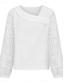 baratos Tops de Renda-Blusas Elegantes de Renda Branca para Mulheres Blusa de Olho Casual Cor Sólida Blusas Regulares Mangas Longas Renda Assimétrica Patchwork Ajuste Regular Roupas Diárias Preto Branco Rosa Românticas