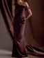cheap BLUE-Blue Mermaid / Trumpet Evening Gown Elegant Dress Formal Semi Formal Wedding Floor Length Sleeveless One Shoulder Off Shoulder Satin with Drapes 2025