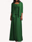 cheap Mom&#039;s Dress Sets-Dress Sets Mother of the Bride Dress Elegant Simple Scoop Neck Ankle Length Chiffon Long Sleeve with Solid Color