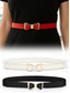 abordables Ceinture pour femme-Ceinture élastique à nœud papillon pour femme – Ceinture en similicuir avec boucle en métal, style skinny élégant pour le bureau, les fêtes ou les tenues formelles