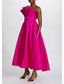cheap Cocktail Dresses-Moire A-Line Cocktail Dresses Elegant Dress Formal Semi Formal Wedding Tea Length Midi Length Sleeveless Strapless Satin Ruffles with Pockets