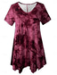 Недорогие Футболки больших размеров-Жен. Большие размеры Верхушки Блуза Узоры тай-дай С принтом С короткими рукавами V-образный вырез Мода Уличный стиль Повседневные выходные Полиэстер Лето Винный Лиловый
