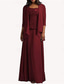 cheap Mom&#039;s Dress Sets-Dress Sets Mother of the Bride Dress Elegant Simple Scoop Neck Ankle Length Chiffon Long Sleeve with Solid Color