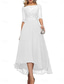 billige Gulvlengde-A-Linje Brudens Mor Klær Formell Bryllupsgjest Elegant Crew Neck Gulvlengde Chiffon Halv Erme med Ensfarget