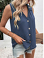 voordelige Effen Tanktop-Dames Hemdje Tanktop Effen Kleur Dagelijks Stijlvol Casual Mouwloos Overhemdkraag Normale tops Dagelijks Knop Zwart Wit Wijn blauw Groen Zomer
