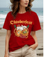 cheap Humor&amp;Quotes tee-Oktoberfest Women&#039;s T Shirt Graphic Letter Vintage Stylish Classic Short Sleeve Crew Neck Round Neck Regular Tops Daily Weekend Print Black White Yellow Red Blue Summer Spring