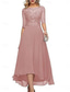billige Gulvlengde-A-Linje Brudens Mor Klær Formell Bryllupsgjest Elegant Crew Neck Gulvlengde Chiffon Halv Erme med Ensfarget