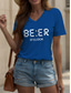 cheap Humor&amp;Quotes tee-Oktoberfest Women&#039;s T Shirt Graphic Letter Vintage Stylish Classic Short Sleeve V Neck Regular Tops Daily Print Black White Yellow Red Blue Summer Spring