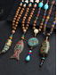 cheap Men's Jewelry-Men's Tribal Beaded Pendant Necklace – Handmade Ethnic Wooden Beads with Turquoise Accents, Bohemian Style for Casual Wear, Yoga, Meditation or Festival Outfits