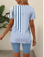 abordables Ensembles courts pour femmes-Femmes Mode T-shirt Ensembles de Shorts Manche Courte Col en V Graphique Rayé Imprimé Décontracté Quotidien Bleu Violet Vert Été Coupe Ample