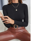 cheap Plain Tops-Women&#039;s Tight Tops Solid Color Stylish Casual Long Sleeve Mock Neck Regular Tops Daily Black White Pink Blue Beige Summer Spring
