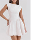cheap Plain Dress-Women&#039;s Mini Dress Fit And Flare Dress Elegant Party Cocktail Wedding Outdoor Party Regular Fit Solid Color Sleeveless Crew Neck Black White Wine Summer