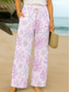 cheap Wide Leg &amp; High Waisted-Women&#039;s Culottes Wide Leg Vacation Vintage Ethnic Style Full Length High Waist Floral Graphic Quick Dry Breathability Soft Inelastic Formal Outdoor Vacation Pink Purple Green Summer Spring Loose Fit